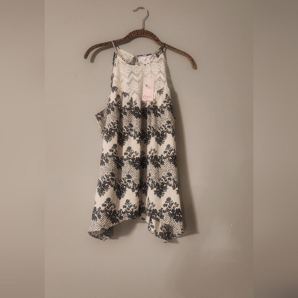 Juniors' Candie's® Sharkbite Hem Lace Tank